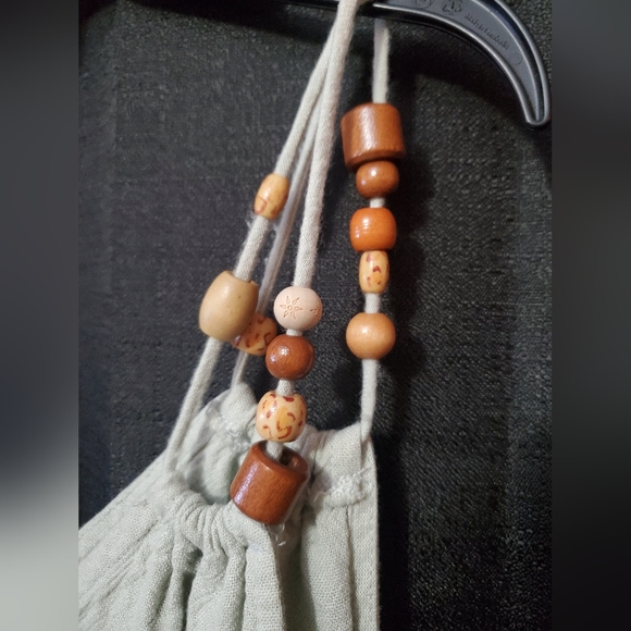 Maurice’s Sage Green V-Neck Beaded Spaghetti Strap Tank SZ M Linen Blend - Picture 3 of 7